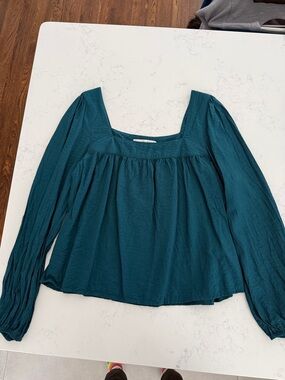 Abercrombie and finch Teal Square-Neck Peasant Blouse - Women Tops